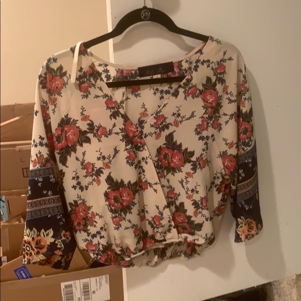 Floral blouse with tan base